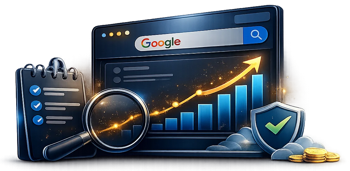 SEO and Google visibility analysis screen